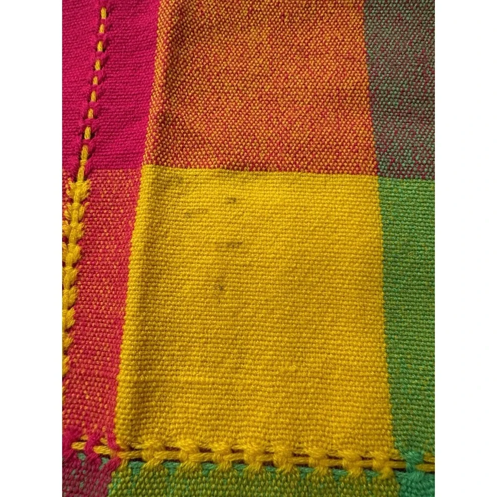 Vintage Bright Colored Checked Tablecloth 43